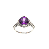 Color Change Adornment - Estate Sterling Silver Lab Created Alexandrite Ring  (ER217)