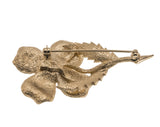 Snow Flower - Vintage Gold Tone White Enamel Flower Brooch (VBR057)