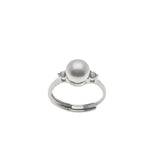 Glowing Nature - Estate Sterling Silver Freshwater Pearl CZ Ring (ER229)