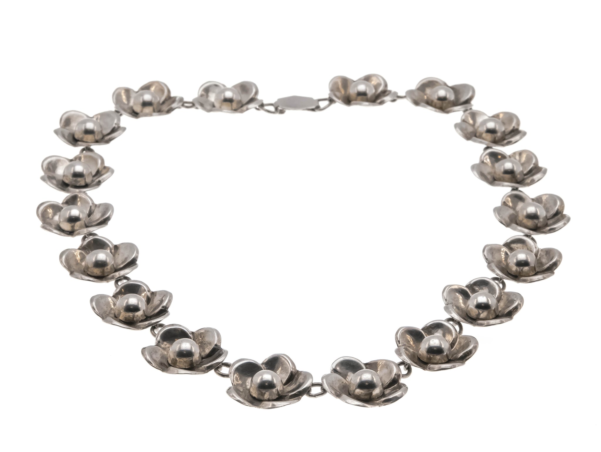 Anemone Delight -  Vintage Birks Sterling Silver Floral necklace (VN072)