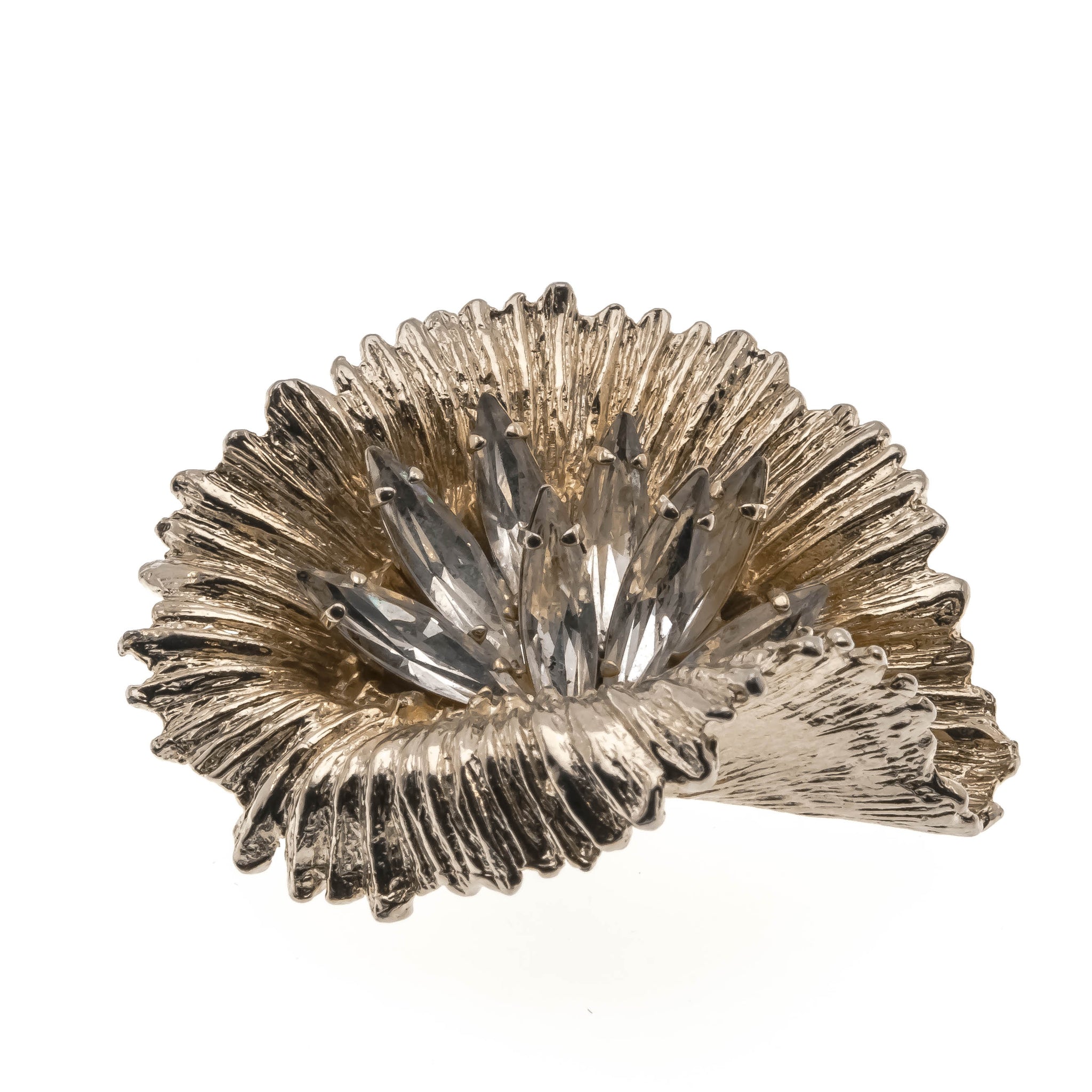 Sparkling Flower - Vintage Signed 'Avon' Of Belleville  (By Marcel Boucher) Gold Plated  Austrian Swarovski Marquise Crystal Brooch (VBR110)