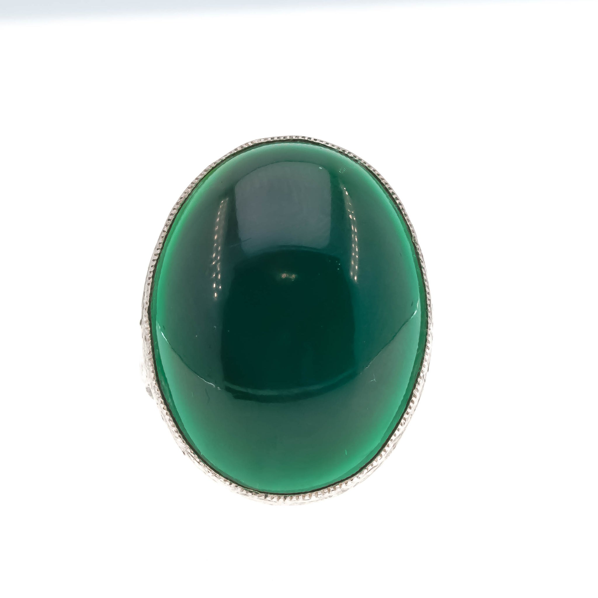 Rainforest - Art Deco Sterling Silver Chrysoprase Ring (ADR210)