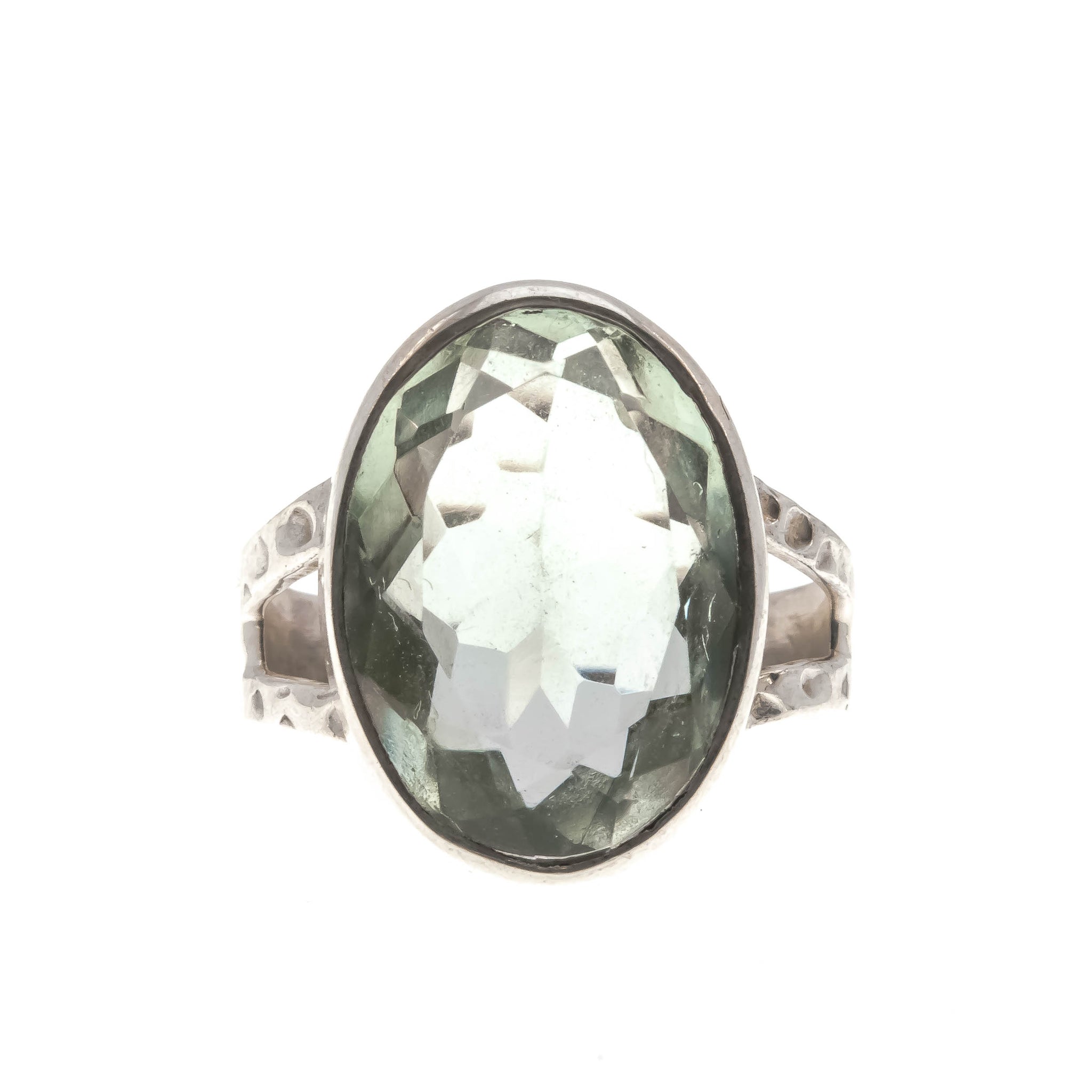 Dew Drop - Vintage Sterling Silver Green Amethyst Ring (VR648)