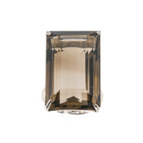 Smoke Gets In Your Eyes - Art Deco Sterling Silver Smoky Quartz Cocktail Ring (ADR209)