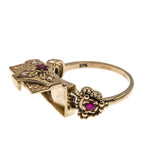 Love You To Death - Vintage 9K Gold Ruby & Seed Pearl Poison Locket Ring (VR504)