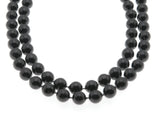 Midnight - Vintage Plastic Knotted Black Bead Necklace (VN082)
