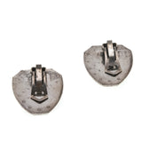 Pierre Bex - Vintage Silver Tone Green Enamel & Rhinestone Crystal Earrings (VE292)
