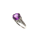 Color Change Adornment - Estate Sterling Silver Lab Created Alexandrite Ring  (ER217)