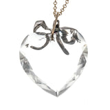 Heart Of Glass - Vintage 10K Gold Sterling Silver Ruby & Crystal Heart Pendant (VP137)