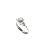 Glowing Nature - Estate Sterling Silver Freshwater Pearl CZ Ring (ER229)