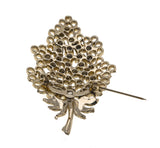 Jewelled Leaf - Vintage Gold Tone Emerald Crystal Leaf Brooch (VBR056)
