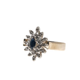 Marquise Contrast - Vintage 10K Gold Sapphire & Diamond Marquise Cluster Ring (VR626)