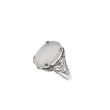 Moonbeam - Estate Sterling Silver Moonstone Filigree Ring (ER182)