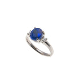 Galaxy - Vintage Platinum Black Opal & Asscher Cut Diamond (VR611)