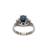 Blue Royale - Vintage Retro Platinum Ceylon Blue Sapphire & Diamond Ring (VR612)
