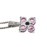 Petite Fleur - Vintage 10K/14K White Gold Pink Sapphire, Diamond Pendant & Chain (VP128)