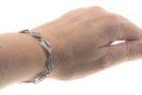 Leaves Of Iridescence  - Vintage Sterling Silver Abalone Leaf Bracelet (VB051)