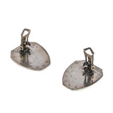 Pierre Bex - Vintage Silver Tone Green Enamel & Rhinestone Crystal Earrings (VE292)