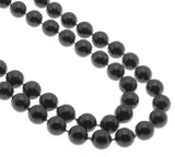 Midnight - Vintage Plastic Knotted Black Bead Necklace (VN082)