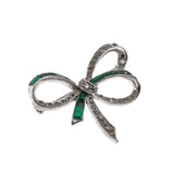 Stylized Bow - Vintage Signed Boucher Silver Tone Crystal Rhinestone Brooch (VBR063)
