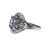 Ceylon Skies -  Vintage Platinum Ceylon Sapphire GIA (No Heat) Diamond Ballerina Ring (VR530)