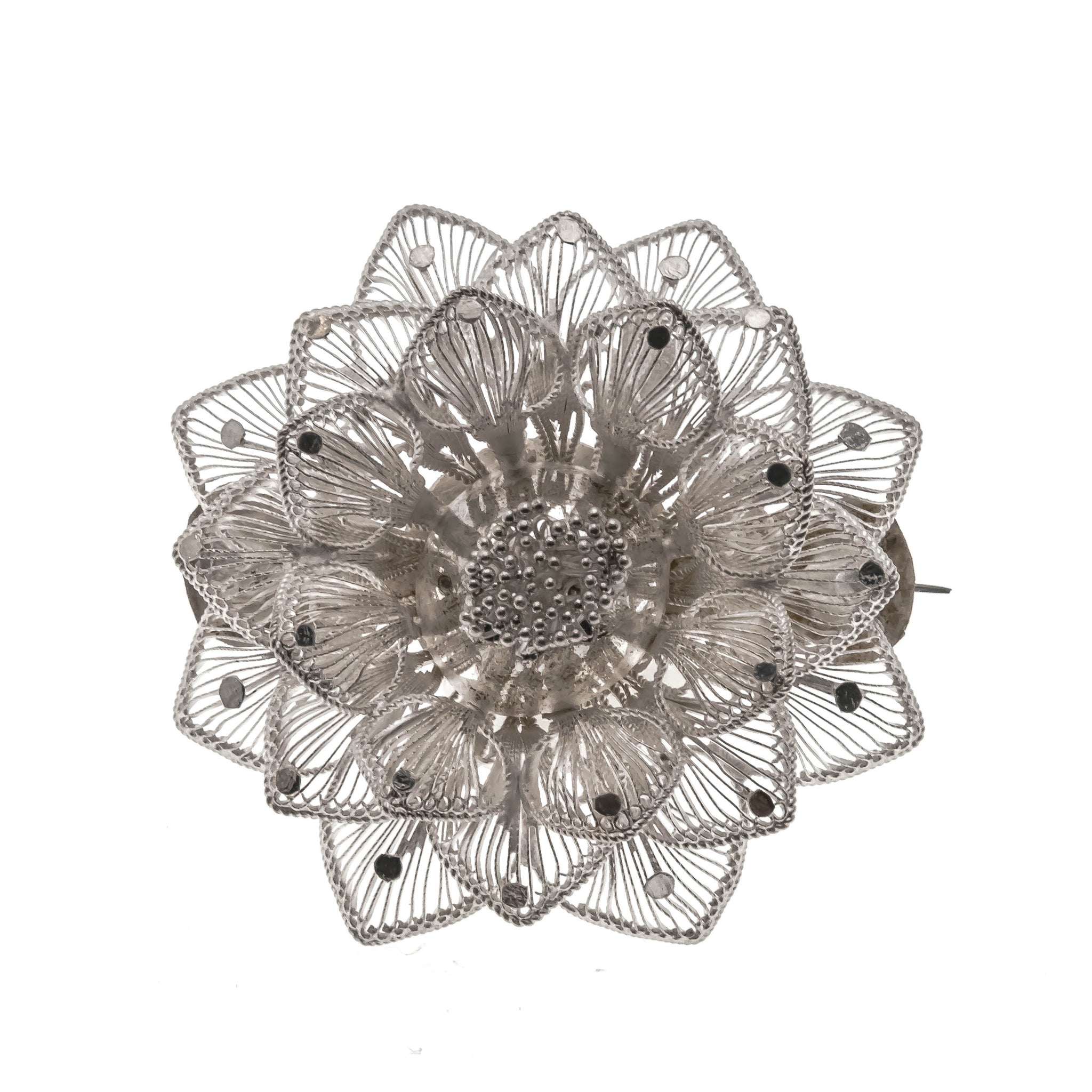 Flower Delicacy - Art Deco 900 European Silver Floral Filigree Brooch (ADBR006)
