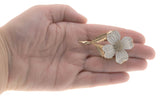 Snow Flower - Vintage Gold Tone White Enamel Flower Brooch (VBR057)