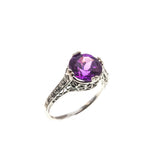 Color Change Adornment - Estate Sterling Silver Lab Created Alexandrite Ring  (ER217)