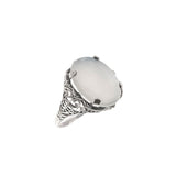 Moonbeam - Estate Sterling Silver Moonstone Filigree Ring (ER182)