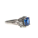Sapphire Royale - Vintage Platinum Natural Sapphire & Fancy Diamond Ballerina Ring (VR634)