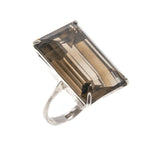 Smoke Gets In Your Eyes - Art Deco Sterling Silver Smoky Quartz Cocktail Ring (ADR209)