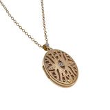 Sentimental Intricacies - Vintage 9K Gold & Crystal Silk Lined Filigree Locket (VP139)