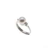Treasure Island - Estate Sterling Silver Freshwater Pearl & CZ Ring (ER228)