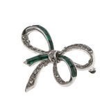Stylized Bow - Vintage Signed Boucher Silver Tone Crystal Rhinestone Brooch (VBR063)