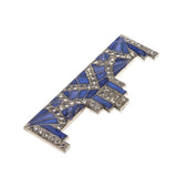 Pierre Bex - Vintage Silver Tone Blue Enamel Rhinestone Brooch (VBR151)