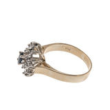 Marquise Contrast - Vintage 10K Gold Sapphire & Diamond Marquise Cluster Ring (VR626)