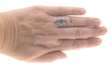 Blue Intricacy - Estate Sterling Silver Natural London Blue Topaz & Seed Pearl Filigree Ring (ER177)