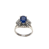 Sapphire Royale - Vintage Platinum Natural Sapphire & Fancy Diamond Ballerina Ring (VR634)