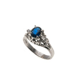 Blue Royale - Vintage Retro Platinum Ceylon Blue Sapphire & Diamond Ring (VR612)