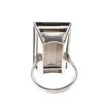Smoke Gets In Your Eyes - Art Deco Sterling Silver Smoky Quartz Cocktail Ring (ADR209)
