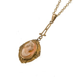 Age Of Innocence - Victorian 10K Gold Carved Shell Cameo Pendant (VICP091)