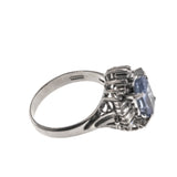 Ceylon Skies -  Vintage Platinum Ceylon Sapphire GIA (No Heat) Diamond Ballerina Ring (VR530)