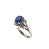 Sapphire Royale - Vintage Platinum Natural Sapphire & Fancy Diamond Ballerina Ring (VR634)
