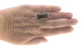 Smoke Gets In Your Eyes - Art Deco Sterling Silver Smoky Quartz Cocktail Ring (ADR209)