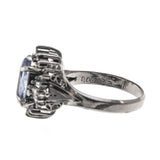 Ceylon Skies -  Vintage Platinum Ceylon Sapphire GIA (No Heat) Diamond Ballerina Ring (VR530)
