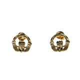 A Ghrá - Vintage 10K Gold Claddagh Diamond Cut Stud Earrings (VE431)