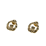 A Ghrá - Vintage 10K Gold Claddagh Diamond Cut Stud Earrings (VE431)