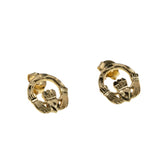 A Ghrá - Vintage 10K Gold Claddagh Diamond Cut Stud Earrings (VE431)