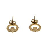 A Ghrá - Vintage 10K Gold Claddagh Diamond Cut Stud Earrings (VE431)