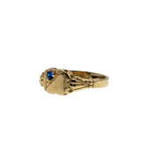 Petite Signet - Vintage 10K Gold Blue Crystal Engraved Signet Ring (VR966)